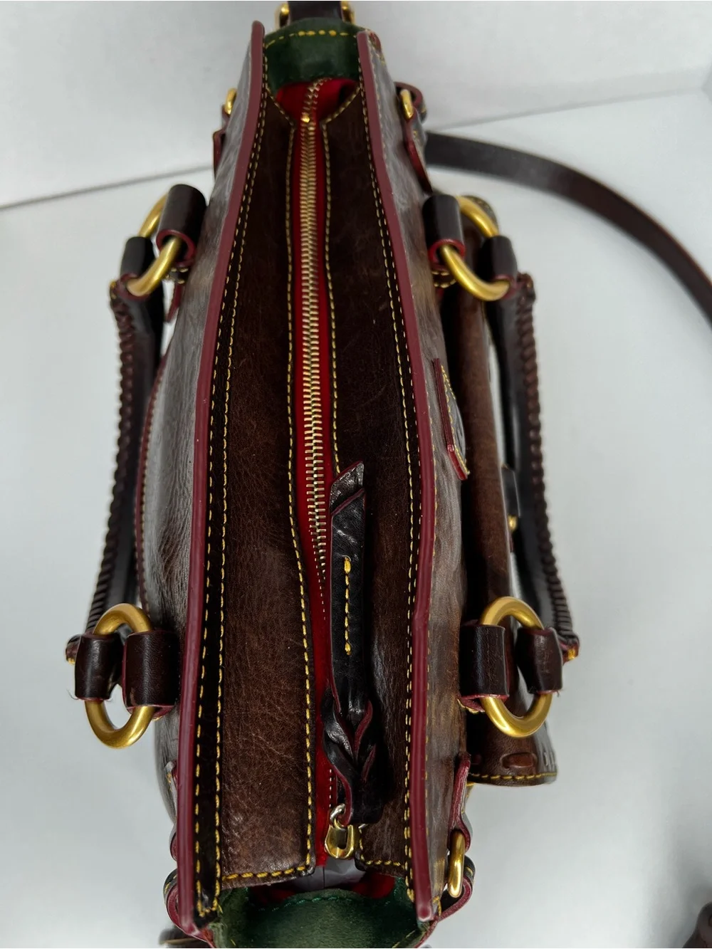Dooney Bourke Florentine Leather Front Pocket Medium Satchel Bag - Picture 13 of 14